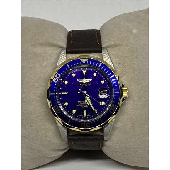 Invicta Pro Diver 8935 Men\'s Brown Leather Strap Analog Dial Quartz Watch EY148 main image 9
